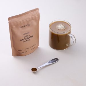 Chaga Mushroom Powder, with custom scoop and coffee | Best Chaga Mushroom Powder | Best Organic Chaga Mushroom Powder | Organic Chaga Mushroom Powder | Buy Chaga Mushroom Powder | Chaga Mushroom Powder